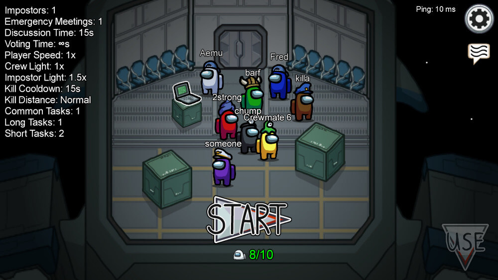 Die Spieler in der Wartelobbby in Among Us.