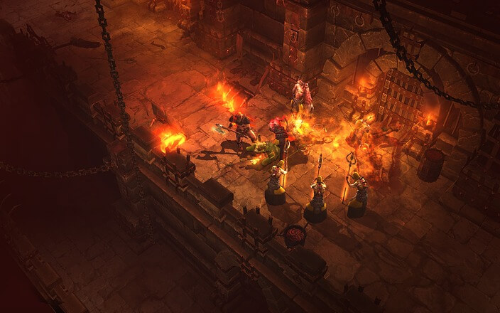 In Diablo 3 findet man häufig dunkle Dungeons die meist nur durch Feuer und Fähigkeiten erhellt werden.